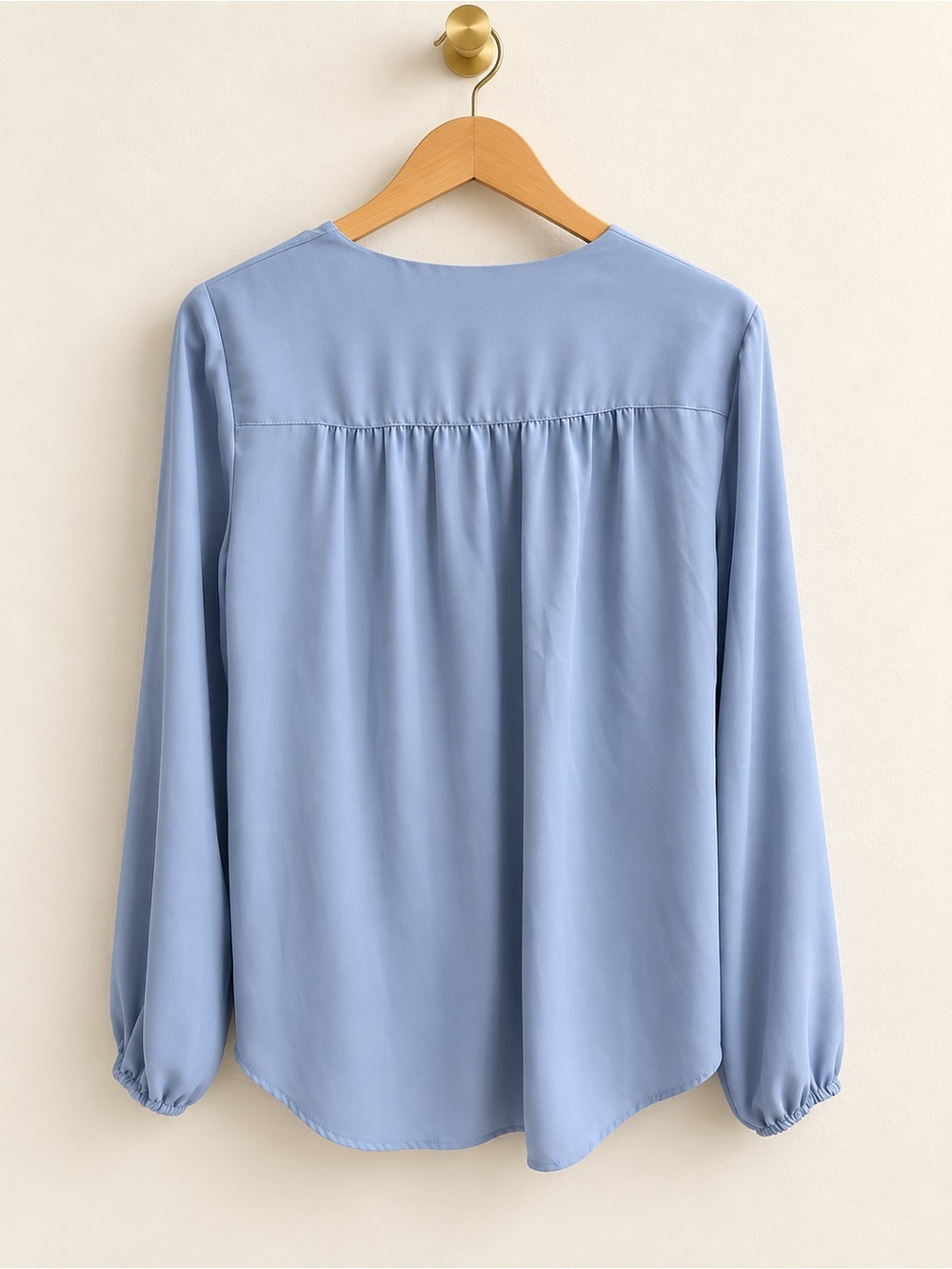 INC International Concepts Women’s Small Light Blue Surplice Wrap Front Blouse - Picture 2 of 4